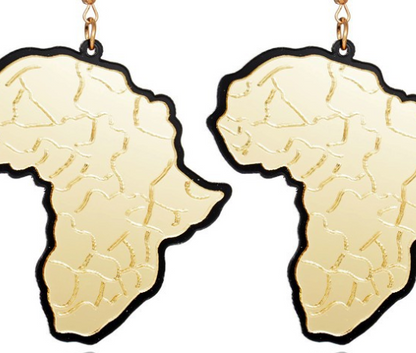 Golden Africa map pendant Earrings