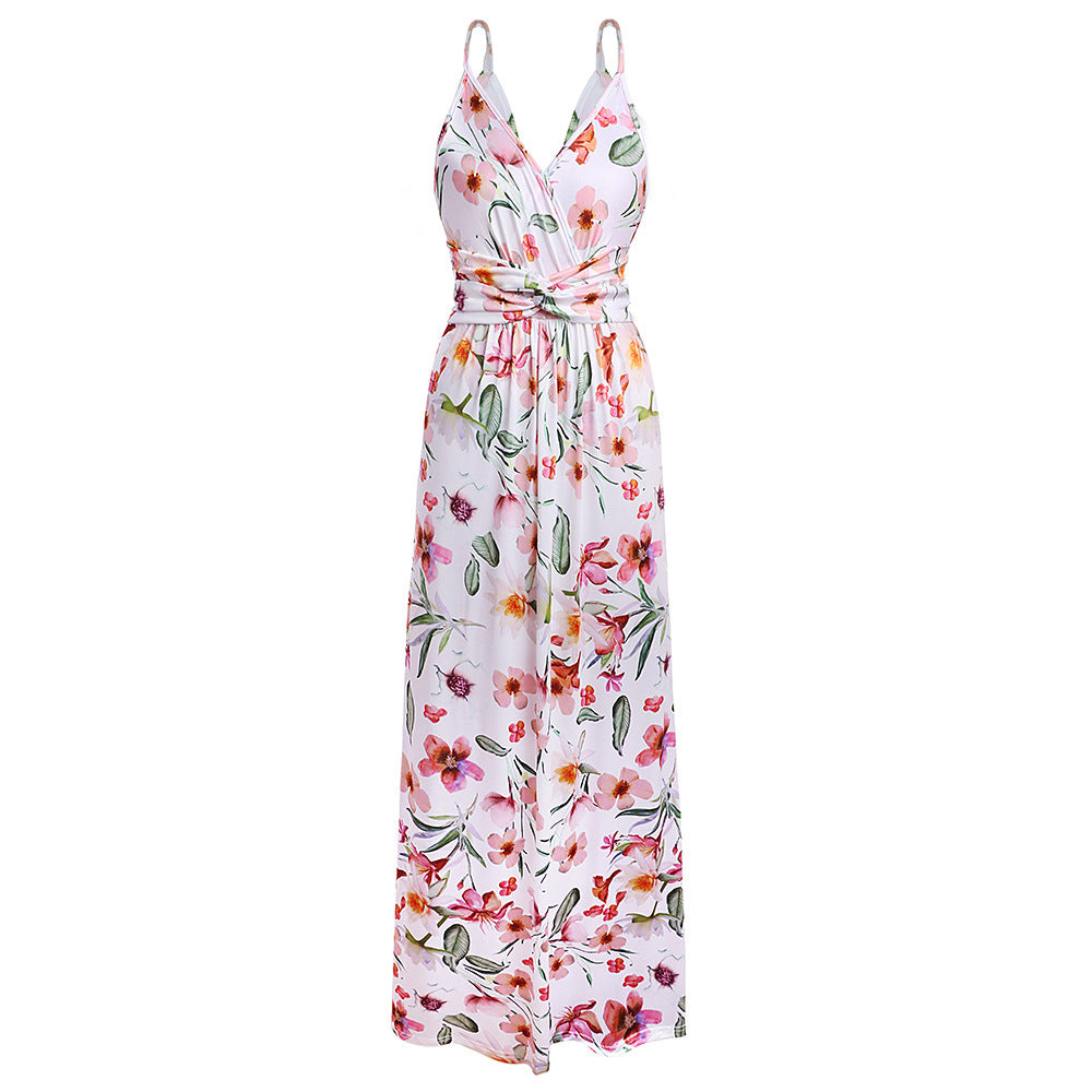 Strap print beach dress