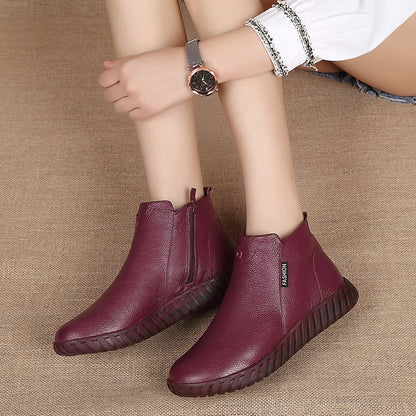 Leather cotton short non-slip boots