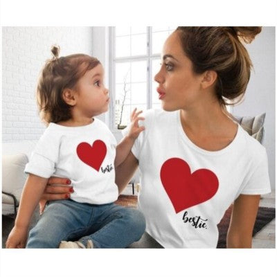 Mommy & Me Family Matching Outfits Mother and Daughter Heart Printed T-shirts