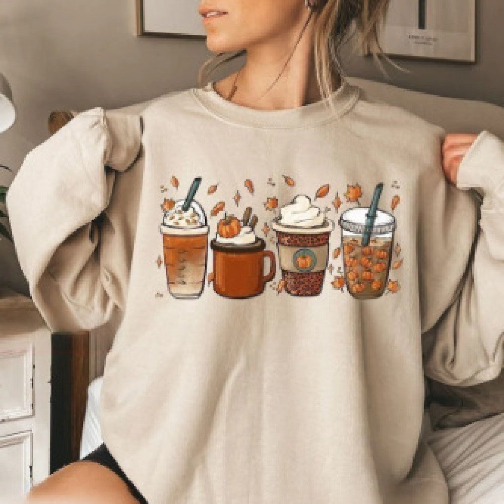 Pumpkin Printed Long Sleeved Top