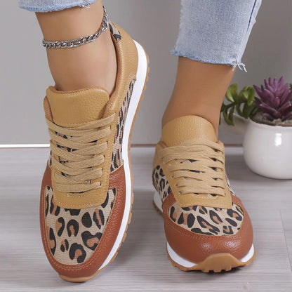 Leopard Print Lace-up Sports Sneakers