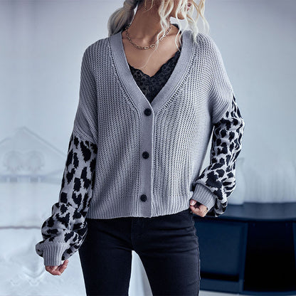 Women's Long Sleeve Leopard-print Sweater