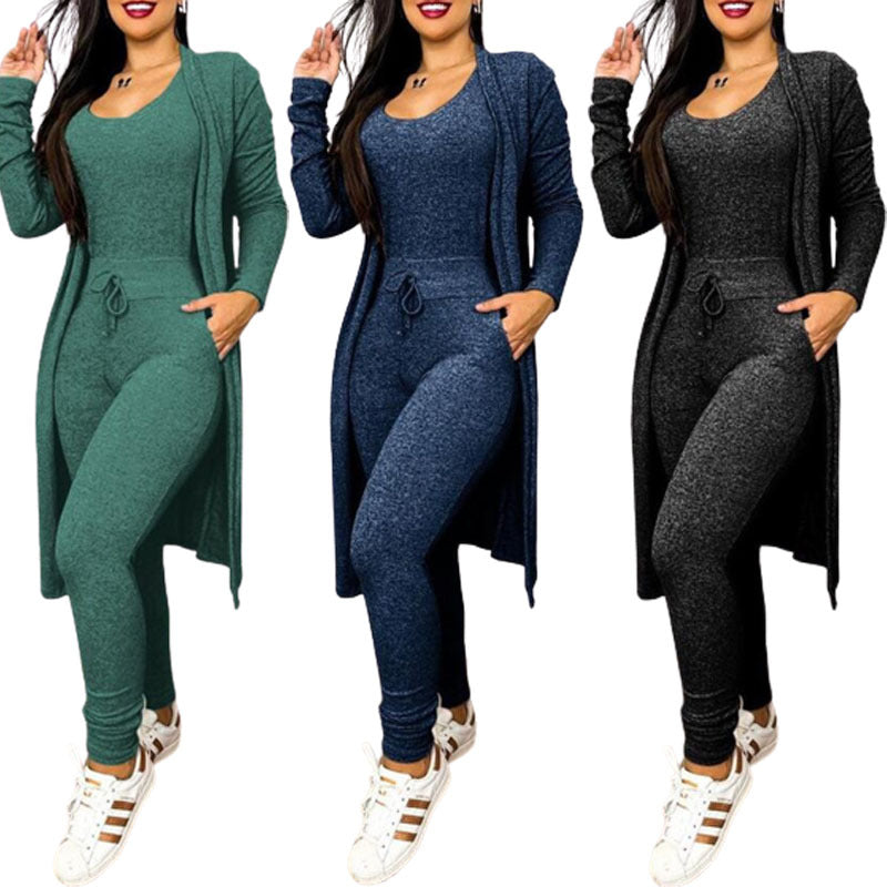 Women's Fashion Jumpsuit And Cardigan Set