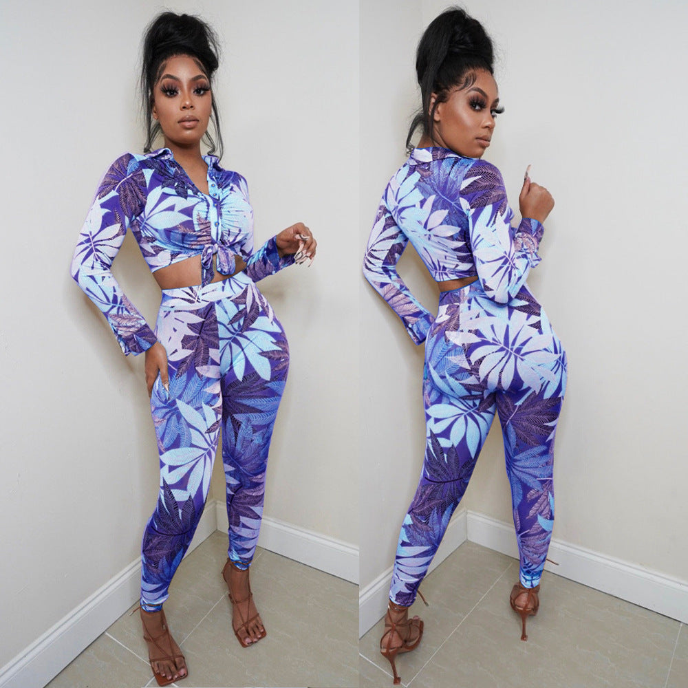 Skinny Print Ladies Two-piece Set