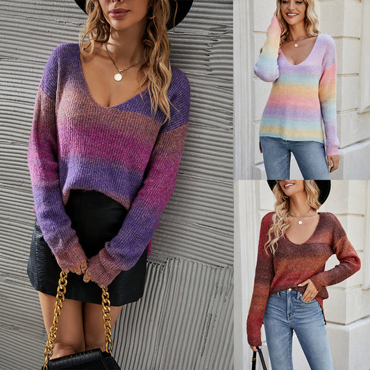 Tie-dyed Pullover Irregular Gradient Sweater