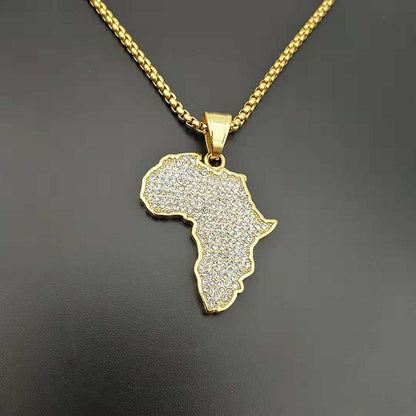 Diamonds Africa map pendant necklace