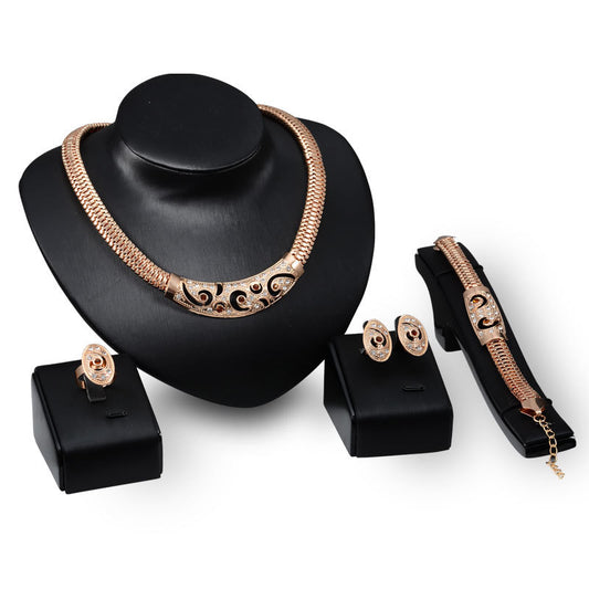 Four Piece Necklace Earrings Bracelet Ring set