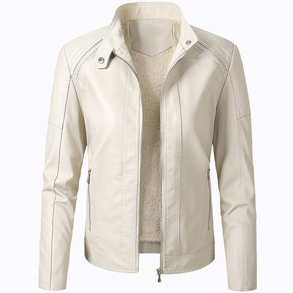 Long Sleeve Ladies Leather Jacket Pu Leather Women Short