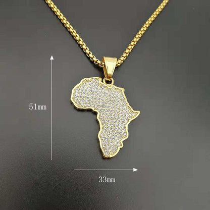 Diamonds Africa map pendant necklace