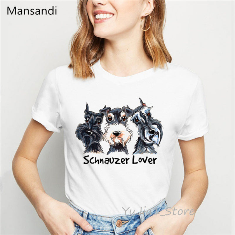 Schnauzer Dog Women's Printed Wear Clothes T-shirt Women