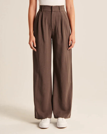 High Waist Straight wide leg Trousers With Pockets