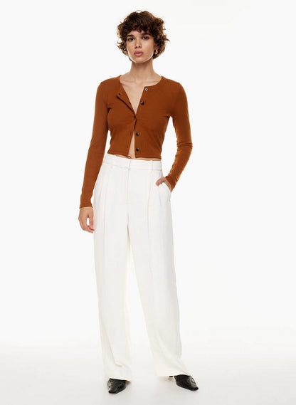 High Waist Straight wide leg Trousers With Pockets