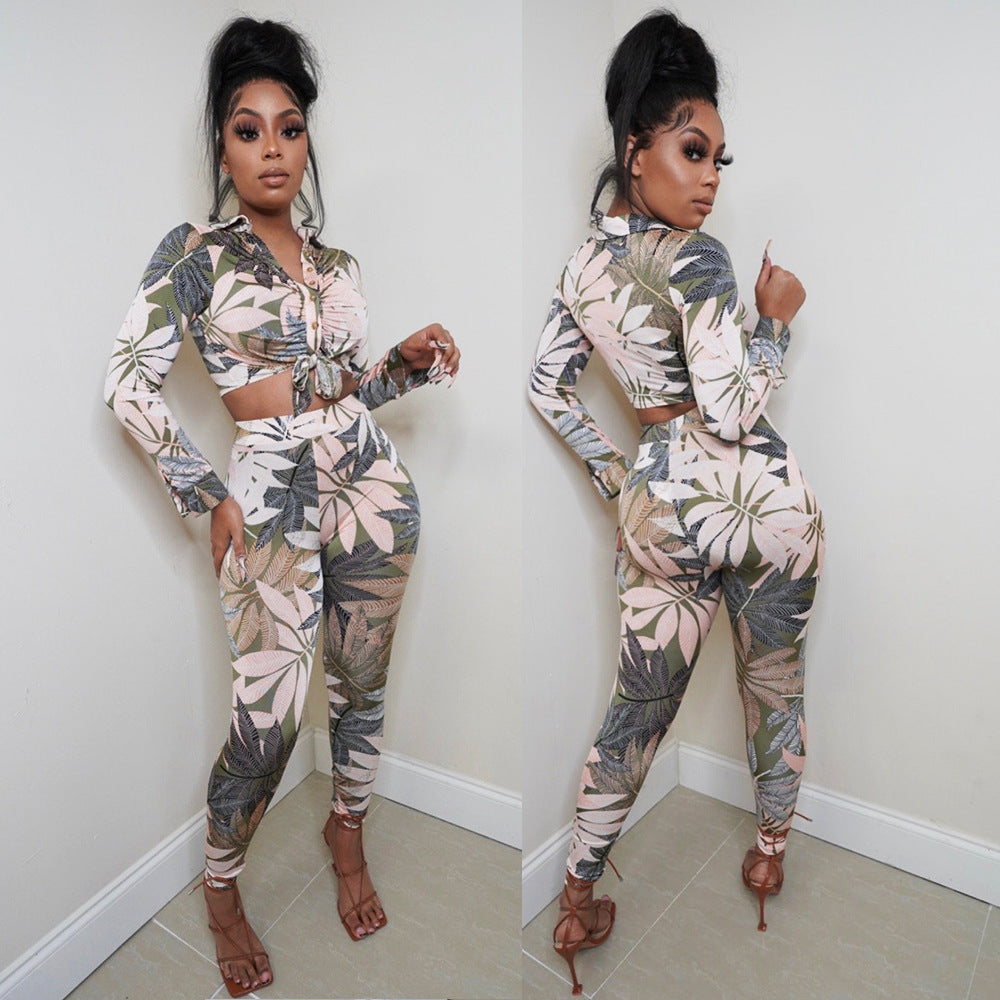 Skinny Print Ladies Two-piece Set