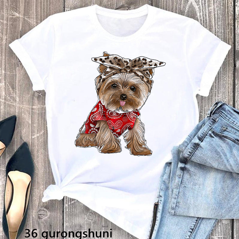 Schnauzer Dog Women's Printed Wear Clothes T-shirt Women