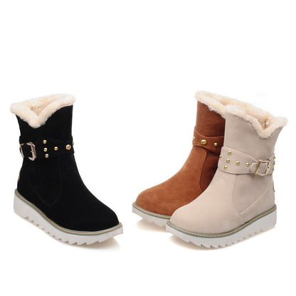 Winter Women's Boots Snow Boots Belt Buckle