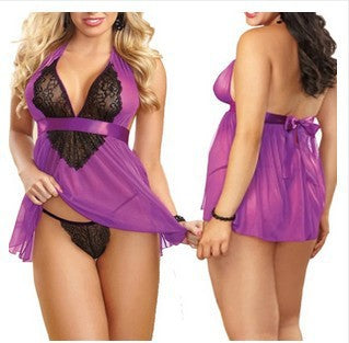 Purple and Black Lace Nightwear