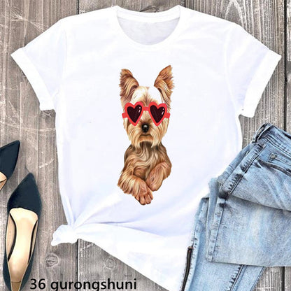 Schnauzer Dog Women's Printed Wear Clothes T-shirt Women