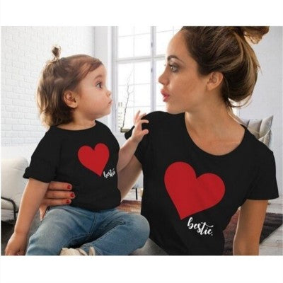 Mommy & Me Family Matching Outfits Mother and Daughter Heart Printed T-shirts