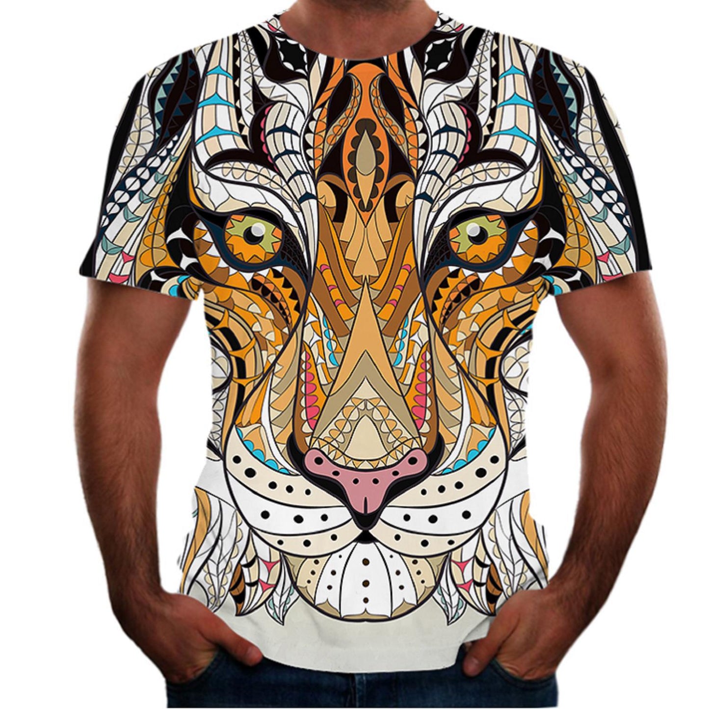 New Animal Print 3d T-shirt Men's Short Sleeve