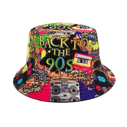 Fashion Retro Nostalgic Tape Pattern Fisherman Hat