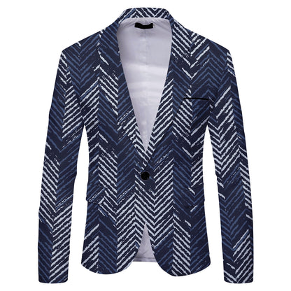 Striped Suit Jacket Men's Casual Slim Fit