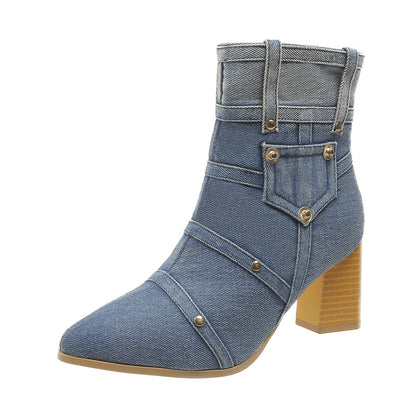 Denim Pointed Toe Boots