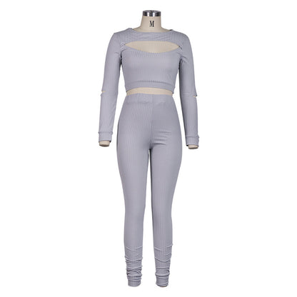 Women's Long-sleeve Blouse Leggings Suit