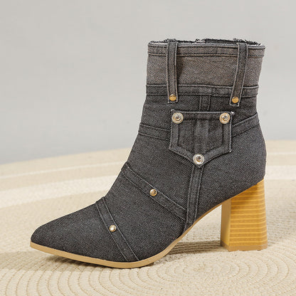 Denim Pointed Toe Boots