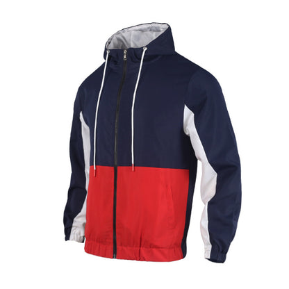 Men's  Polo Collar Contrast Color Double-layer Hooded Jacket