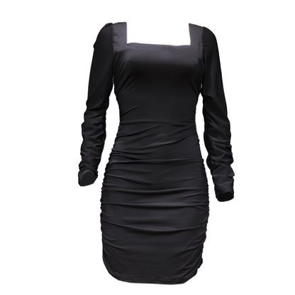 Hollow Out Strap Long Sleeve Dress Tight