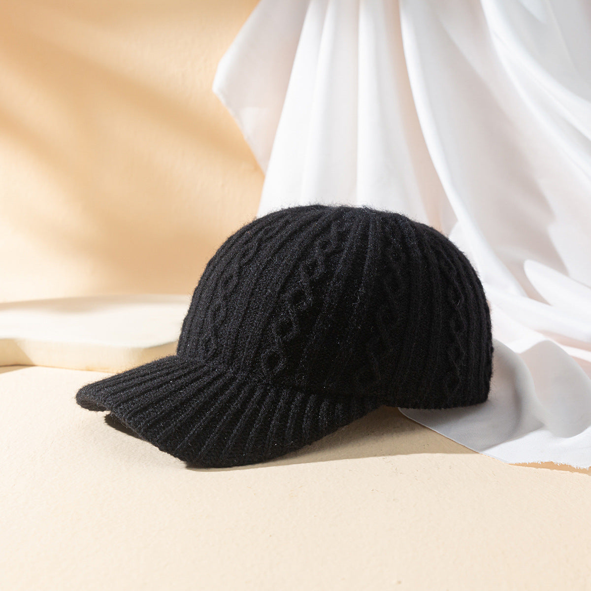 Women's Knitted Wool Keep Warm Solid Color Light Plate Peaked Cap