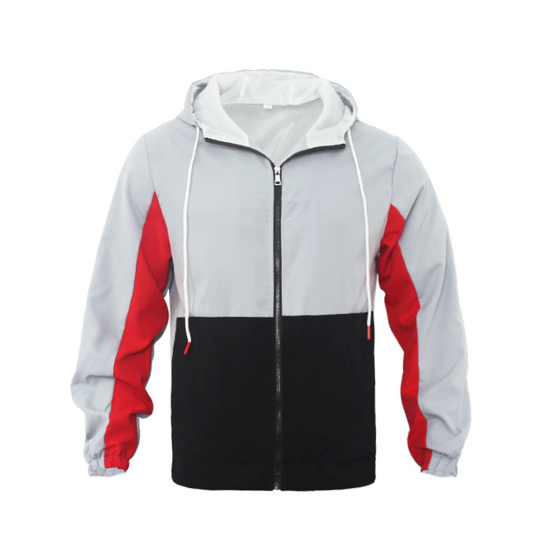 Men's  Polo Collar Contrast Color Double-layer Hooded Jacket