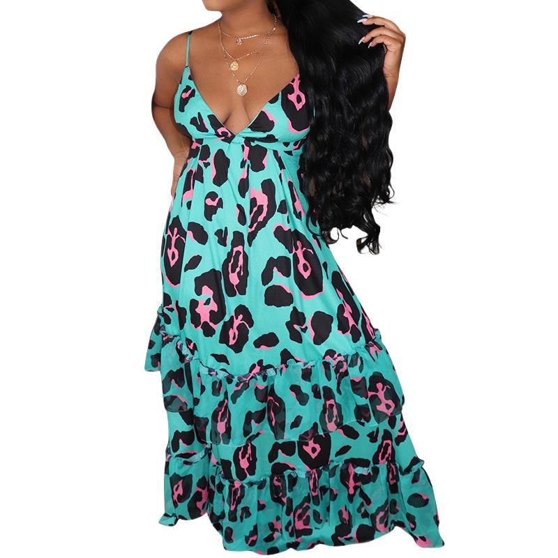 Fashion Women's Halter Leopard Print Dress