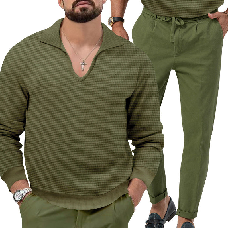 Lapel Long Sleeve Trousers Men's Suit