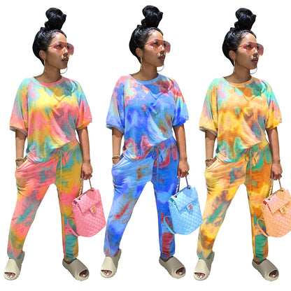 Women's Tie-dye Fashion Home Two-piece Suit