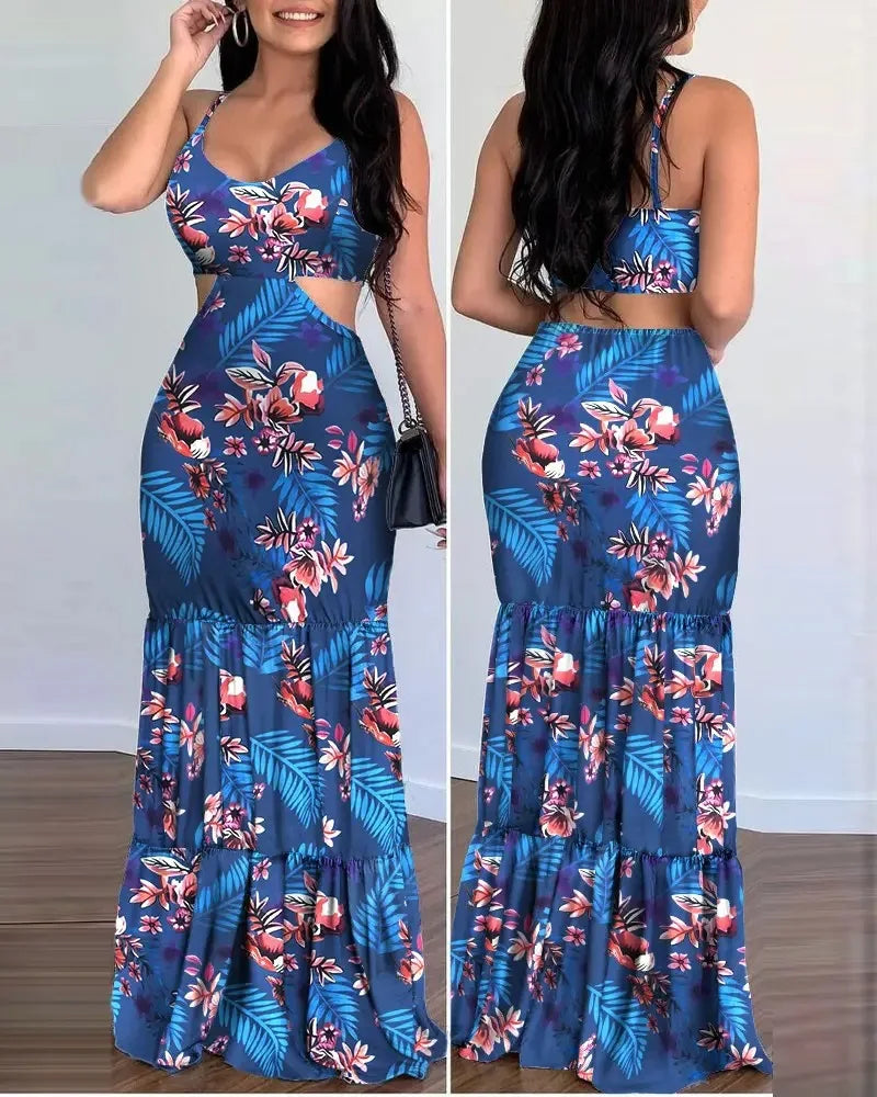 Floral Women Dresses Printed Spaghetti Strap