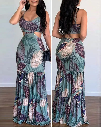 Floral Women Dresses Printed Spaghetti Strap