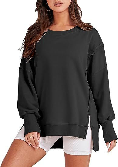 Solid Oversized Sweatshirt Crew Neck Long Sleeve Pullover Hoodies