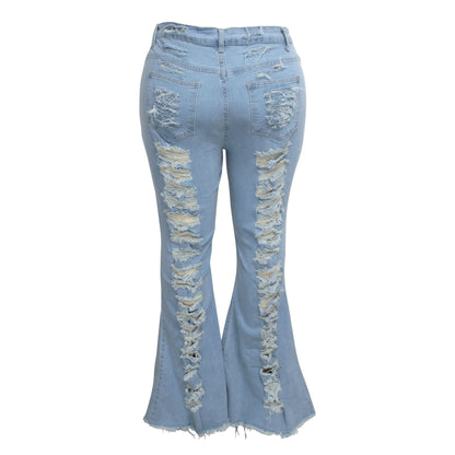 Trendy Unique Jeans Stretch Bell-bottom Pants