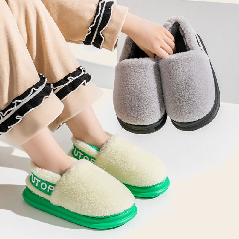 Winter Cotton Thick-soled Plush Slippers