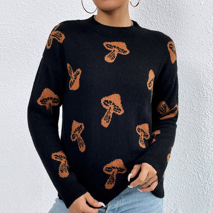 Jacquard Crewneck Pullover Knitted Sweaters