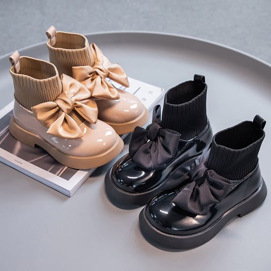 Little Girl Bow Princess Style Leather Boots