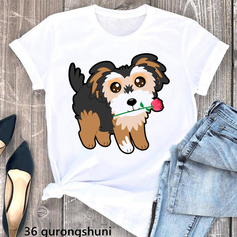 Schnauzer Dog Women's Printed Wear Clothes T-shirt Women