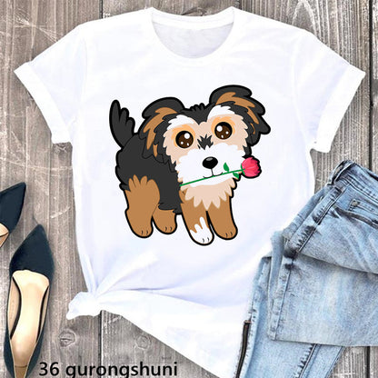 Schnauzer Dog Women's Printed Wear Clothes T-shirt Women