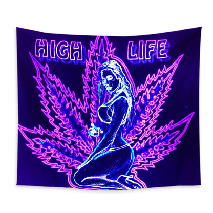 Fluorescent Maple Leaf Woman Print Decorative Tapestry