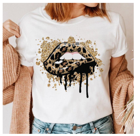 Creative Color Lip Print Short Sleeve