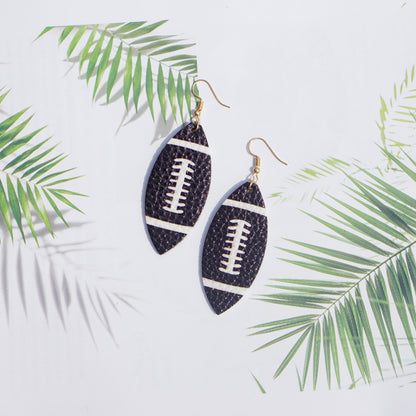 Trendy Soft Football PU Leather Leaf Earrings