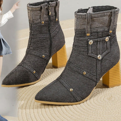 Denim Pointed Toe Boots