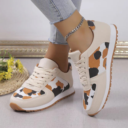 Leopard Print Lace-up Sports Sneakers